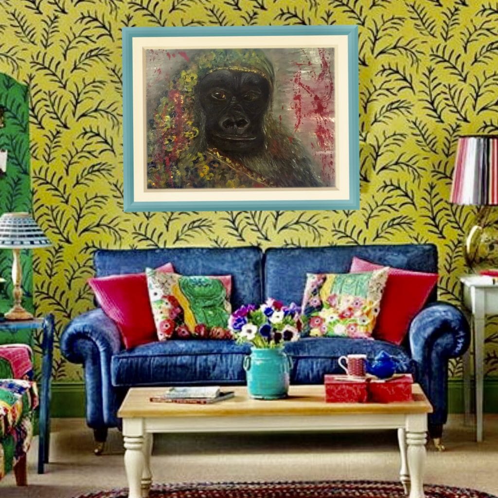 Black gorilla original oil painting for sale