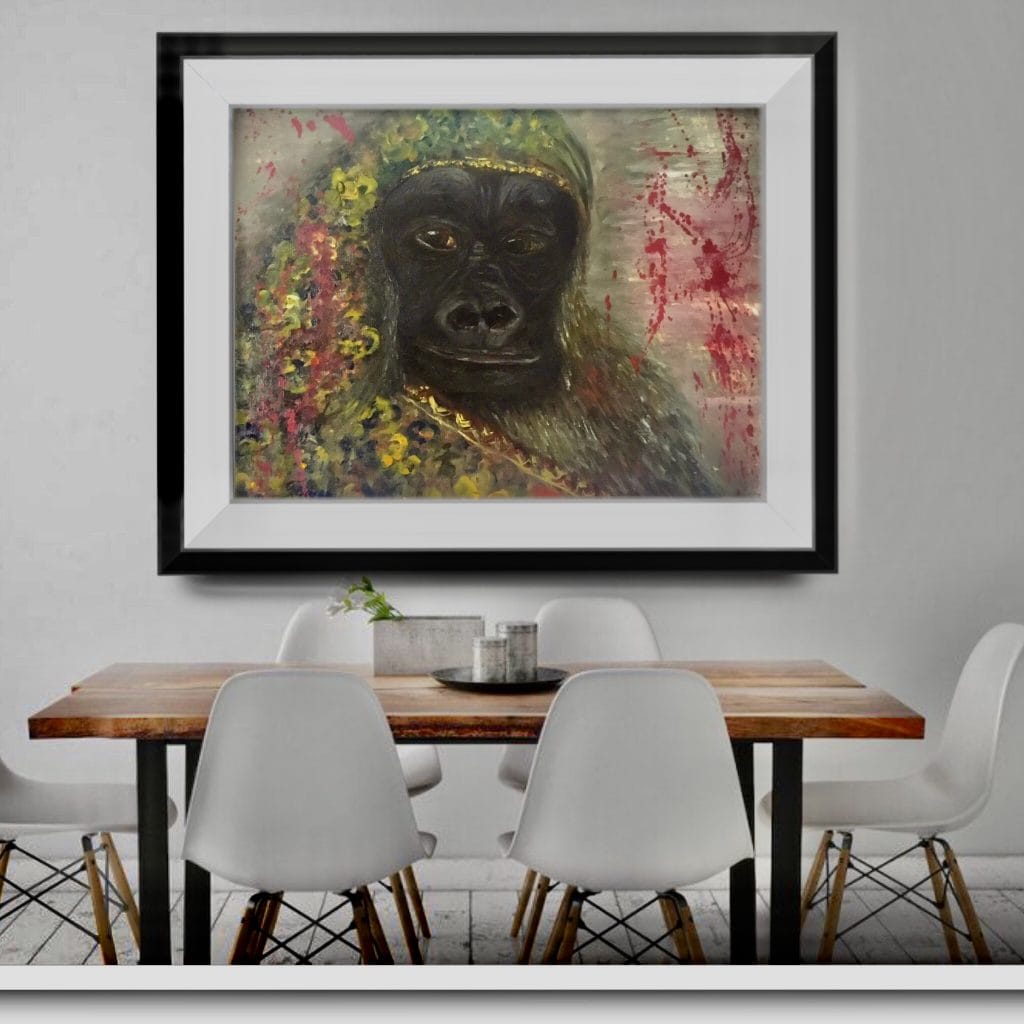 Black gorilla original oil painting for sale