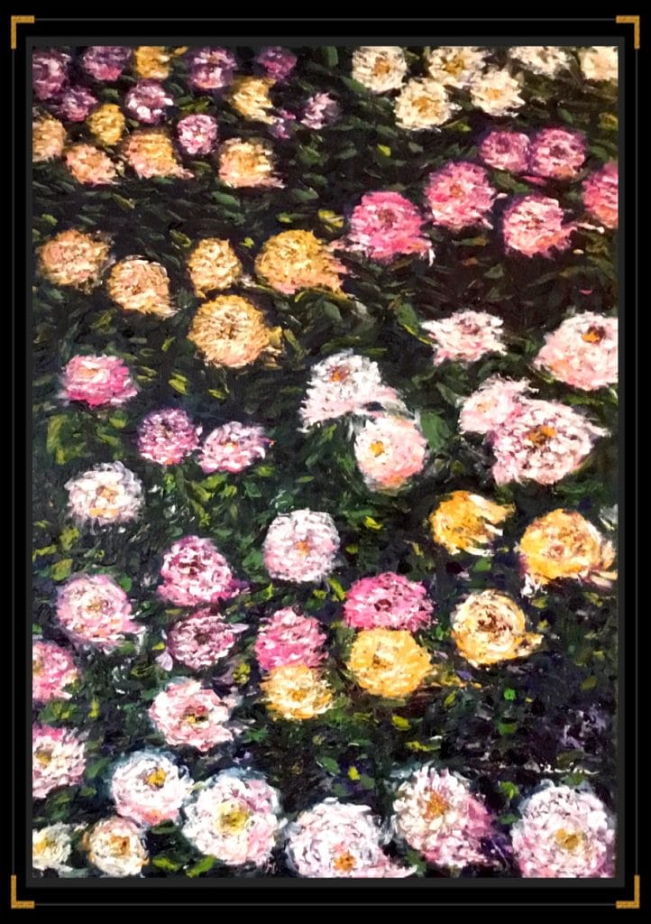 Chrysanthemum flower bed,original oil painting impasto style,monet ,buy art