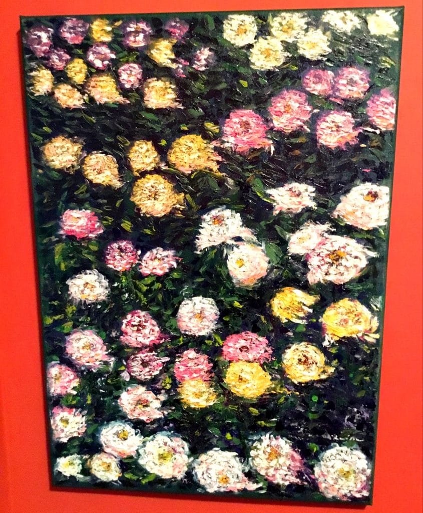 Chrysanthemum flower bed,original oil painting impasto style,monet ,buy art