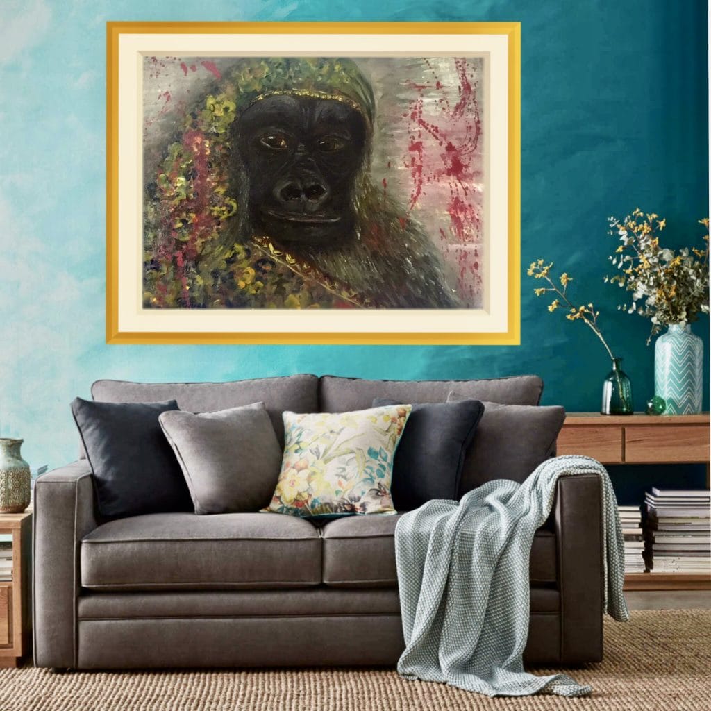 Black gorilla original oil painting for sale