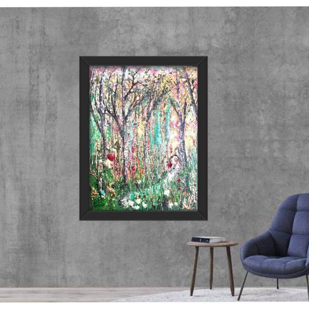 Mysterious strawberry forest,original oil painting,buy art,buy a painting