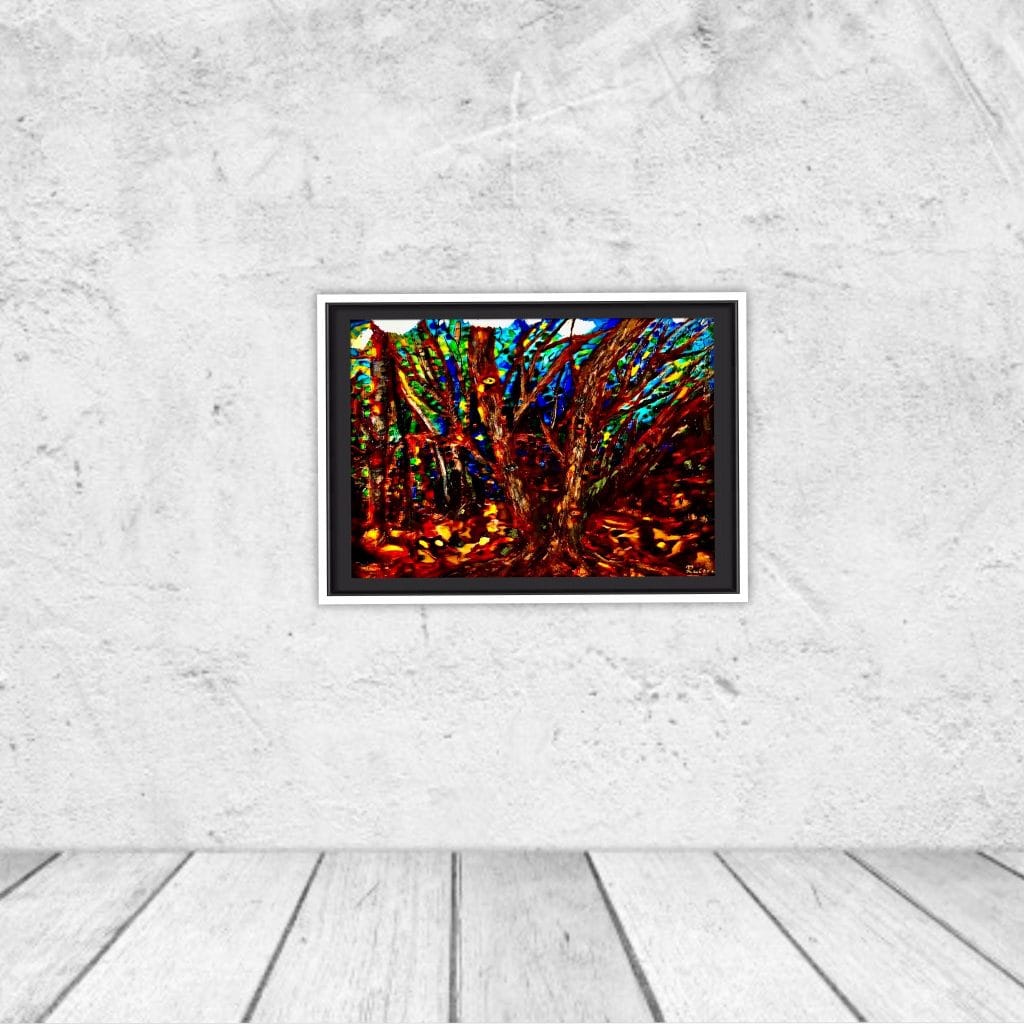 Mysterious forest stained glass painting,original art to buy