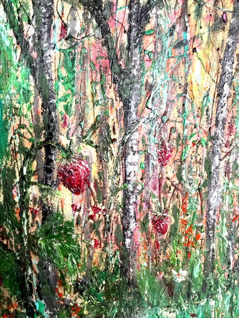 Mysterious strawberry forest,original oil painting,buy art,buy a painting