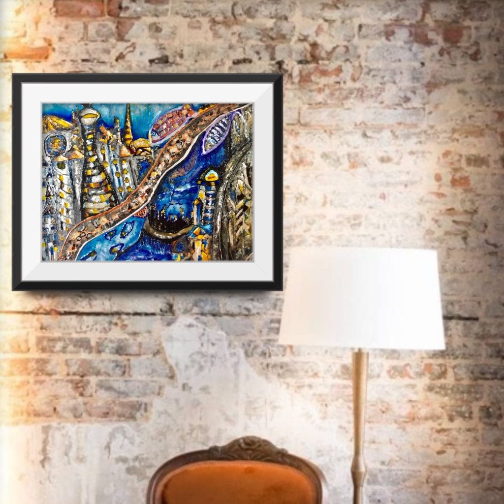 Stained glass painting for sale,unknown town