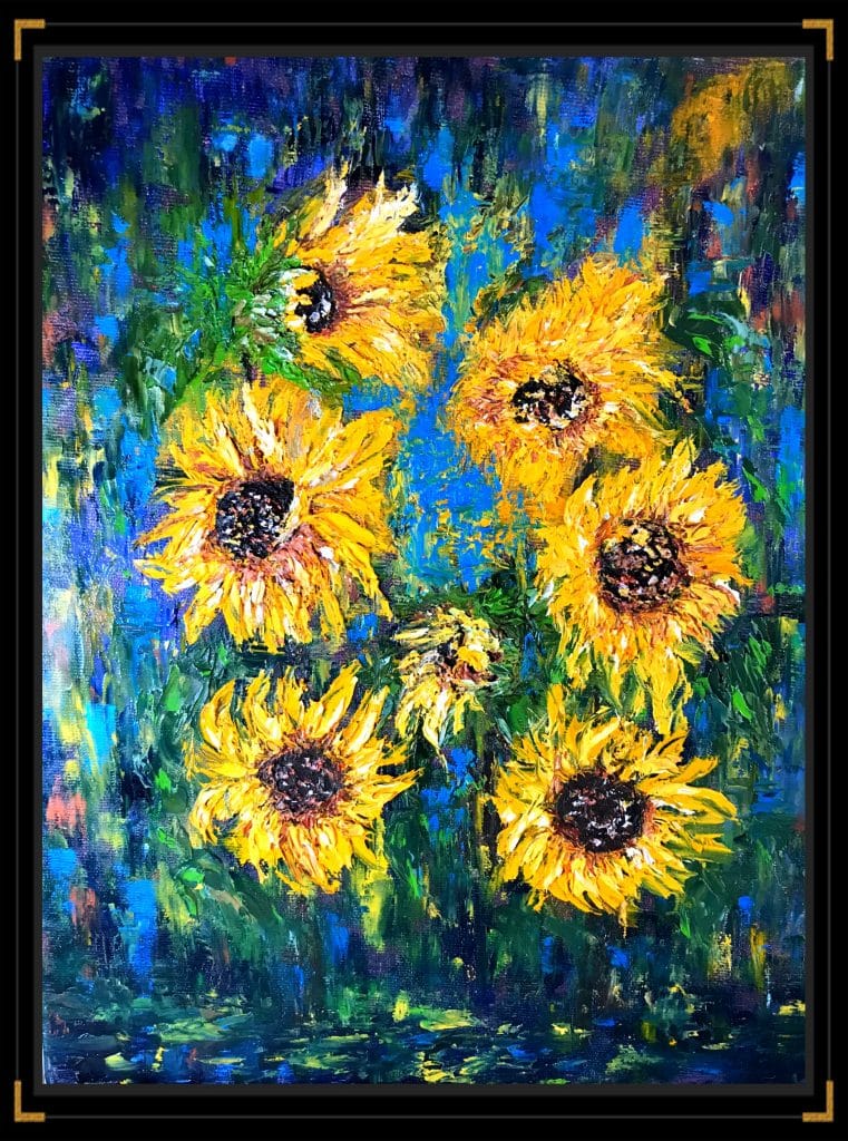 Sunflowers,impasto hand painted oil painting