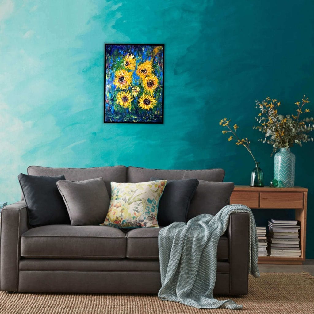 Sunflowers,impasto hand painted oil painting