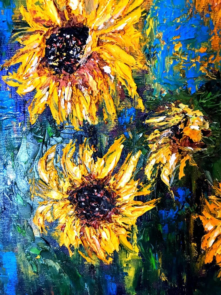 Sunflowers,impasto hand painted oil painting