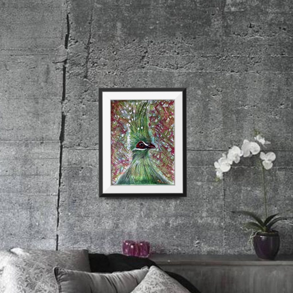 Green turaco bird original watercolour painting