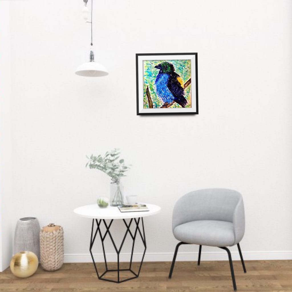 Paradise Tanagra exotic bird watercolour original painting for sale