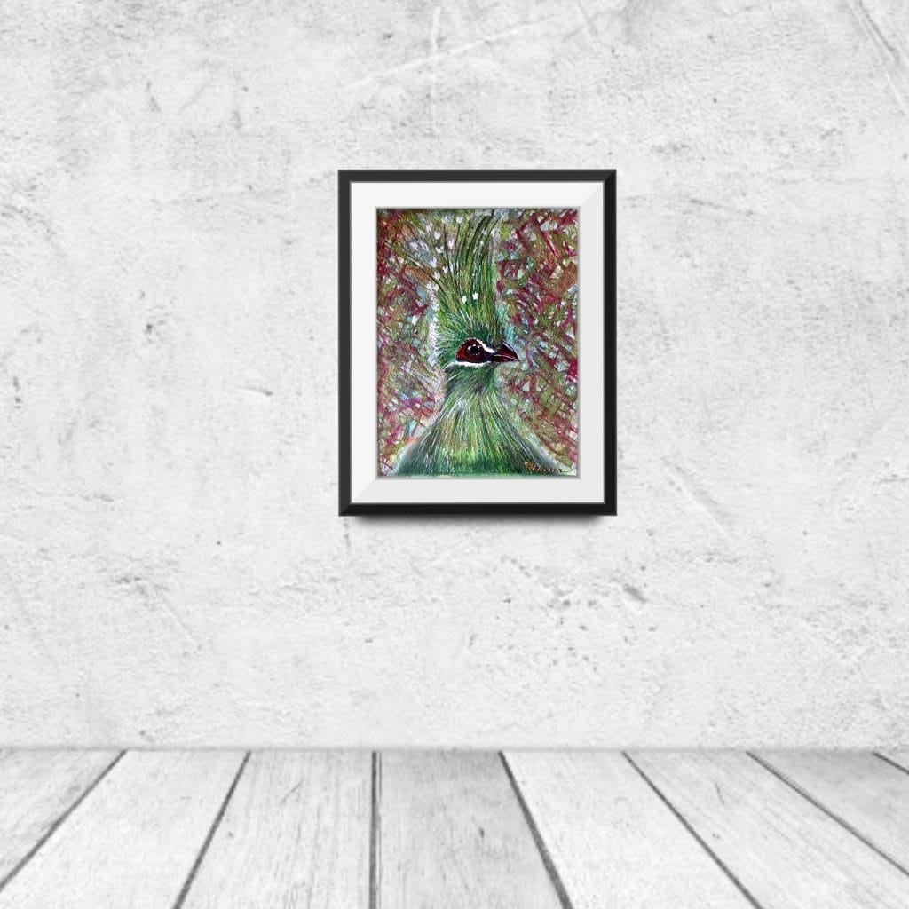 Green turaco bird original watercolour painting