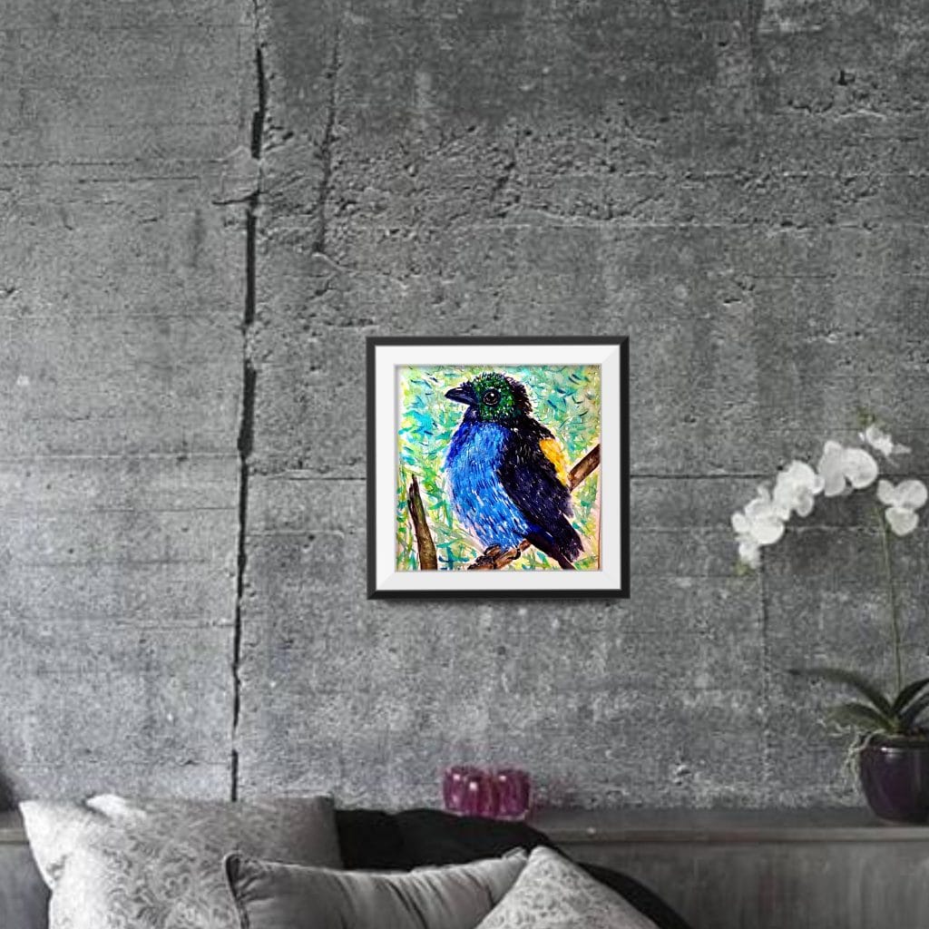 Paradise Tanagra exotic bird watercolour original painting for sale