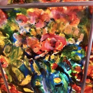 Abstract flowers stained glass art for sale