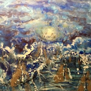 Sunset painting on yupo paper