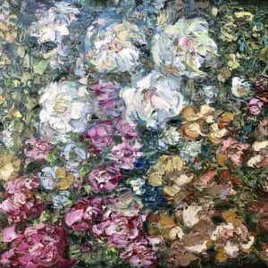 Flowers garden original oil impasto painting
