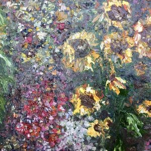 Floral garden impasto oil painting