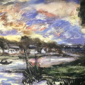 Riverscape painting monet inspired for sale