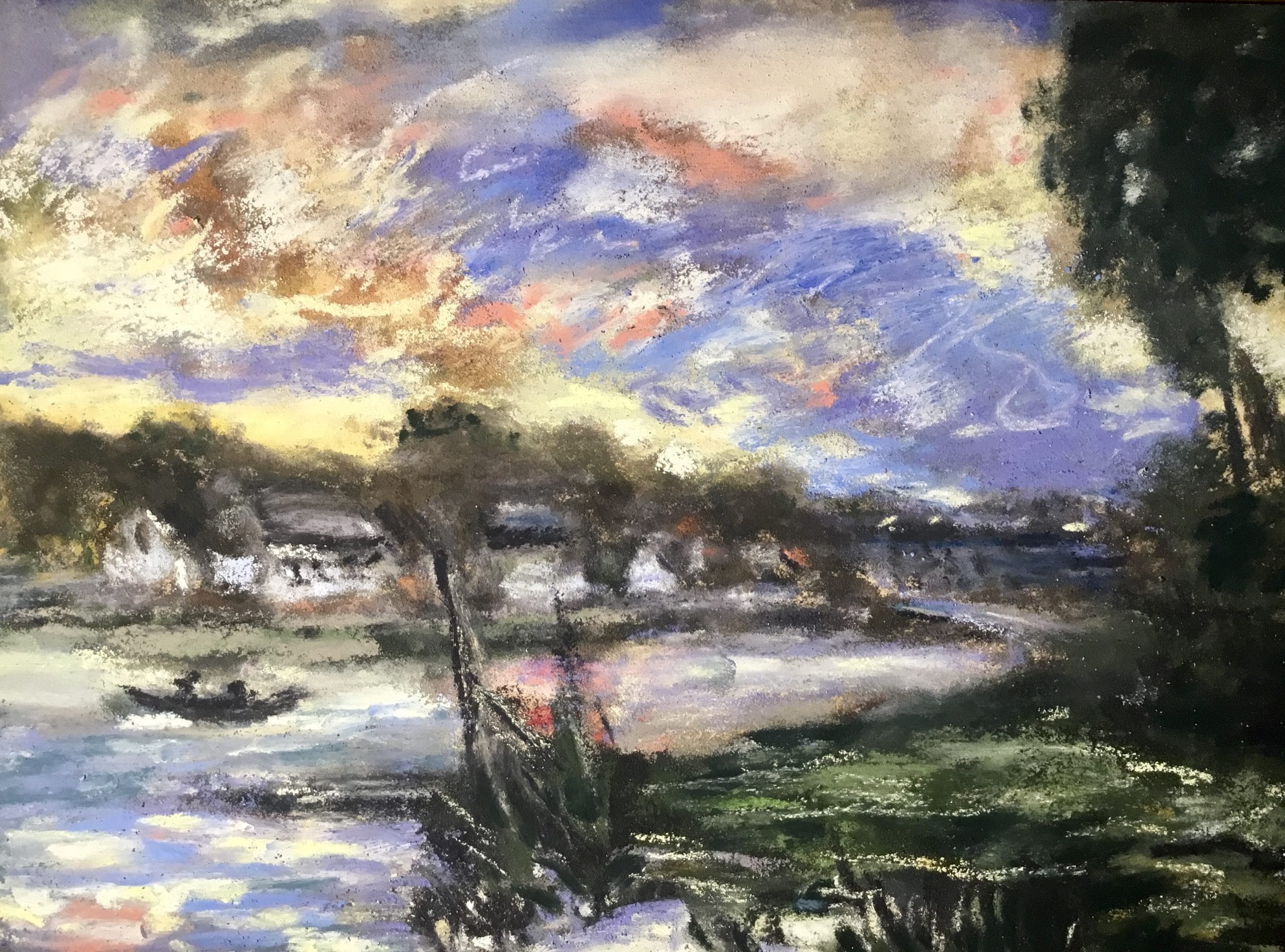Riverscape painting monet inspired for sale