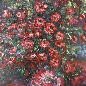 Red flowers original oil painting for sale