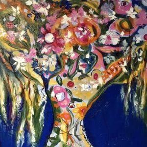 Colourful flowers bouquet original oil painting for sale