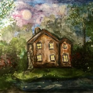 House in the woods painting