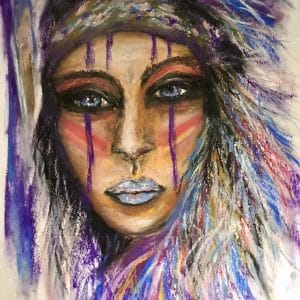 Native American oil pastel painting for sale