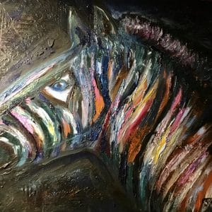 Modern Colourful zebra painting for sale