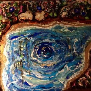 Unique fantasy watercolor mix media painting for sale