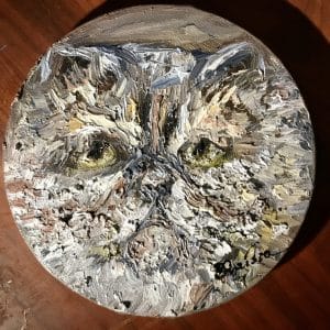 Cat round canvas painting for sale
