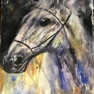 White horse watercolor painting for sale