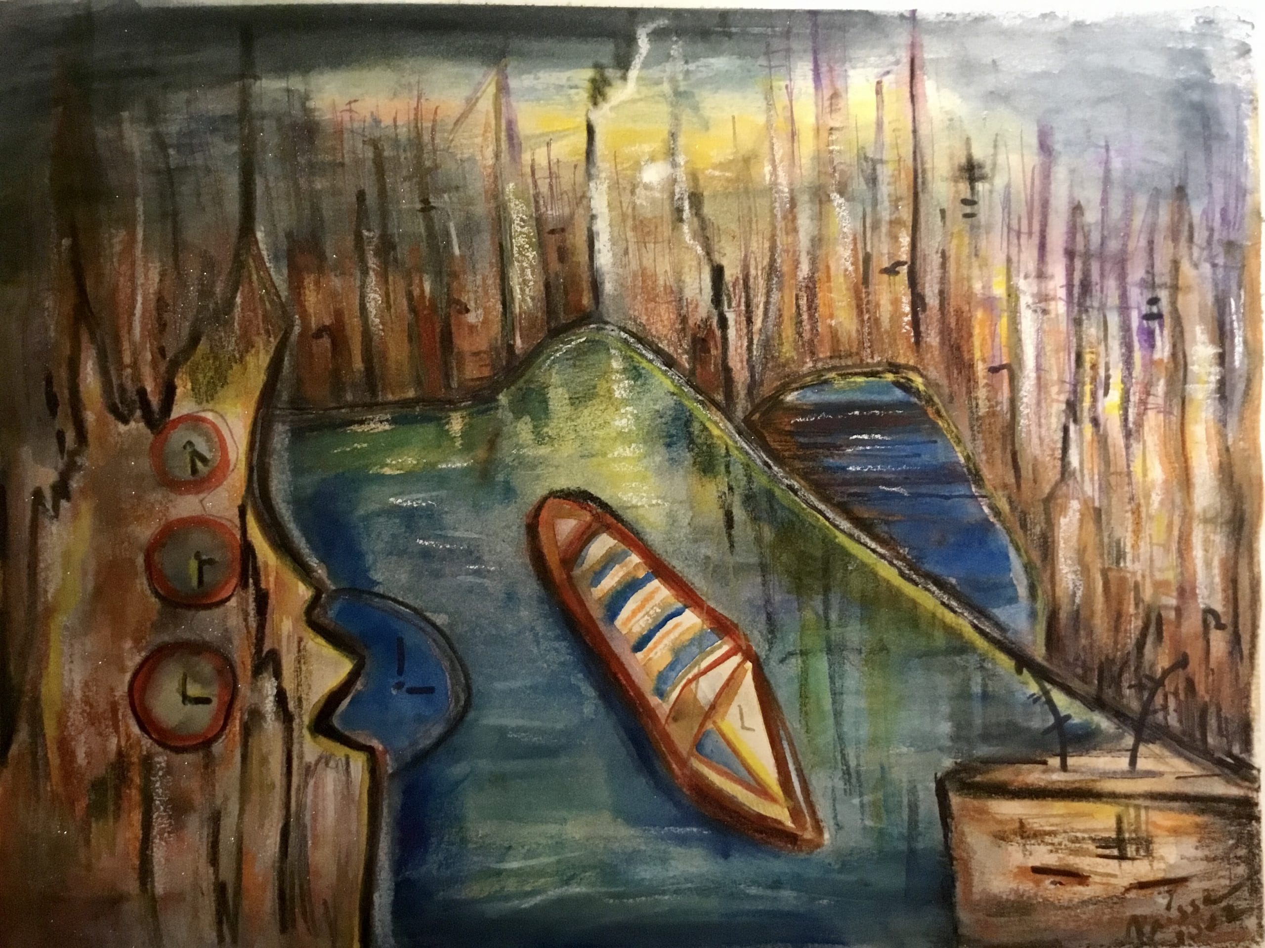 Cityscape painting watercolour for sale