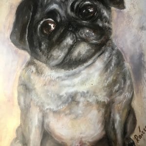 Bulldog oil pastel painting for sale