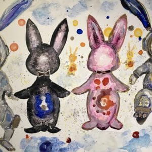 Fantasy rabbits painting for sale