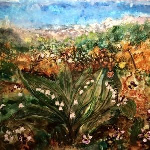 Medows and fields painting,modern landscape,yupo paper artwork