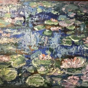 Waterlillies impasto painting for sale