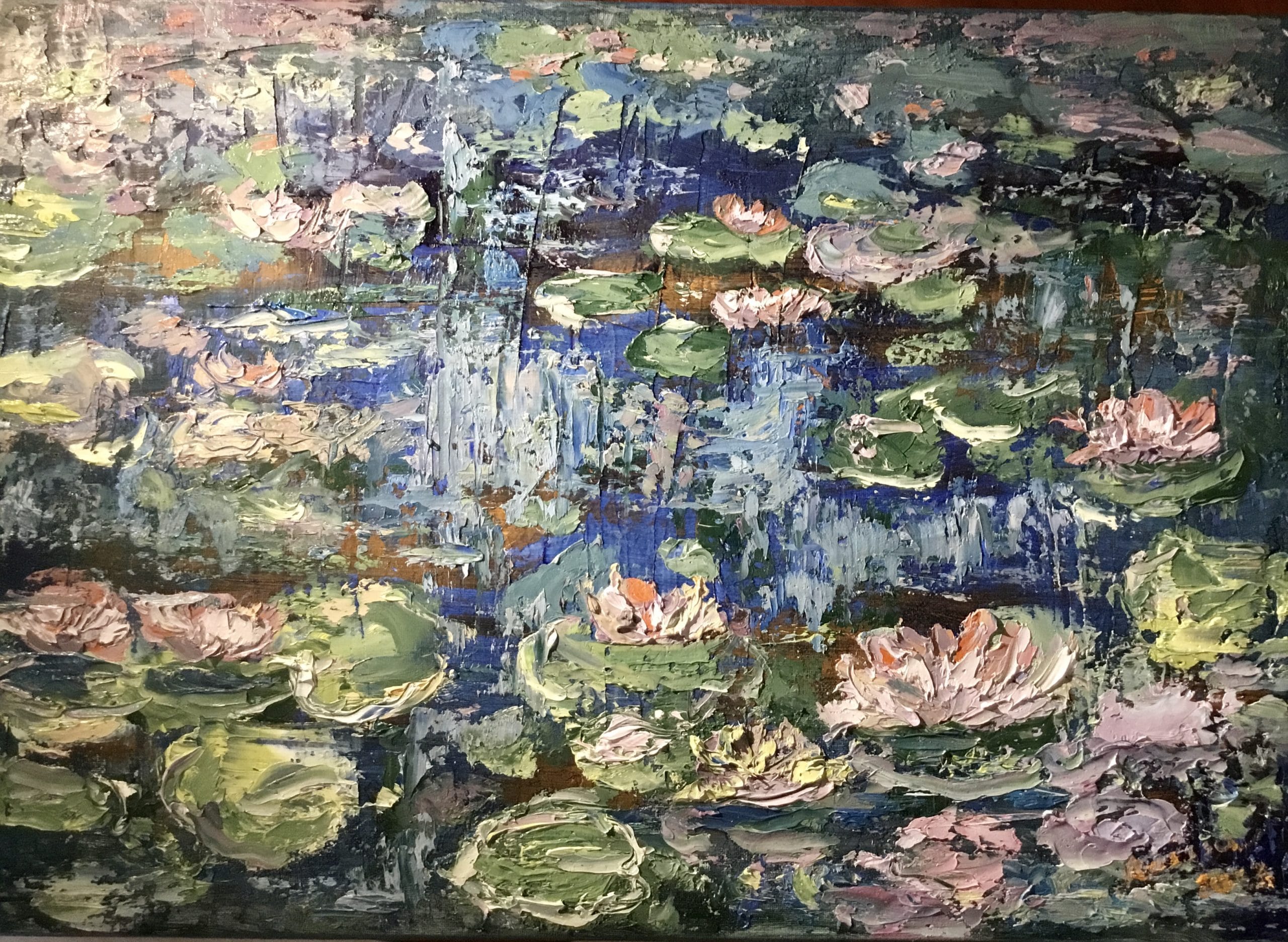 Waterlillies impasto painting for sale