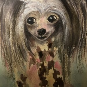Chinese crested dog watercolour