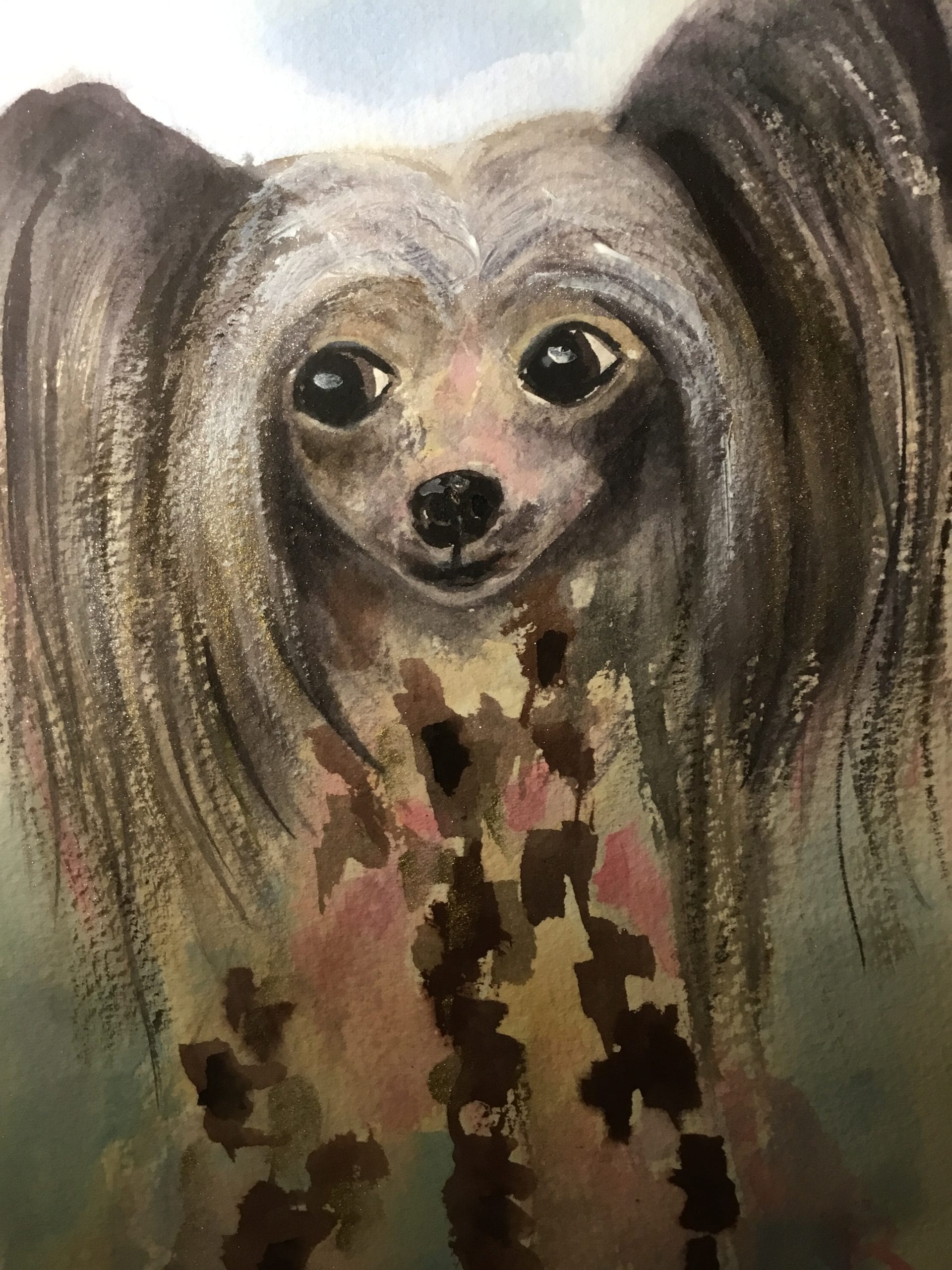 Chinese crested dog watercolour