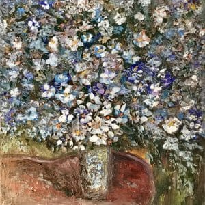 Original oil painting flowers in a vase