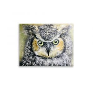 Horned owl pastel painting for sale