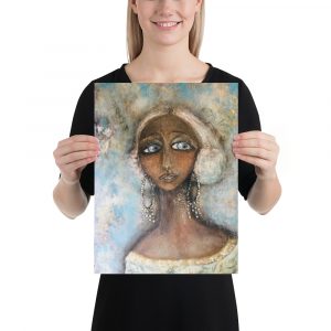 Fantasy woman in earrings painting