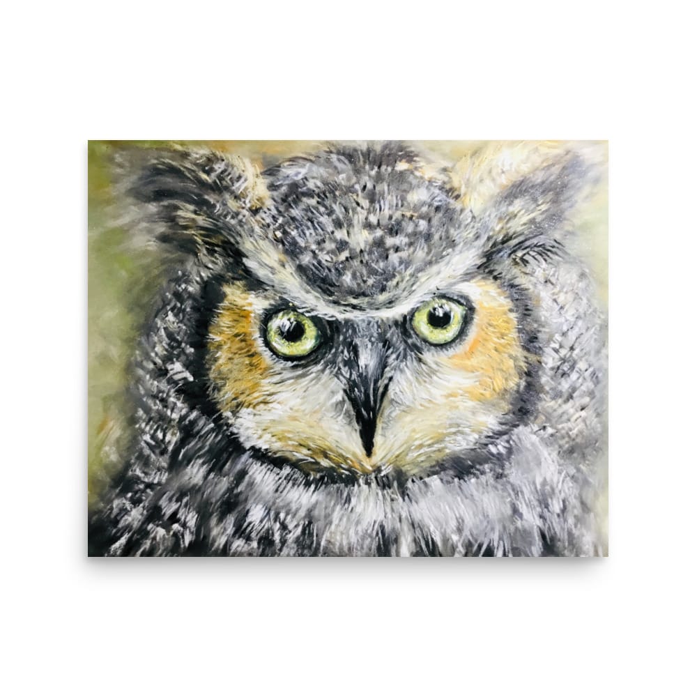 Horned owl pastel painting for sale