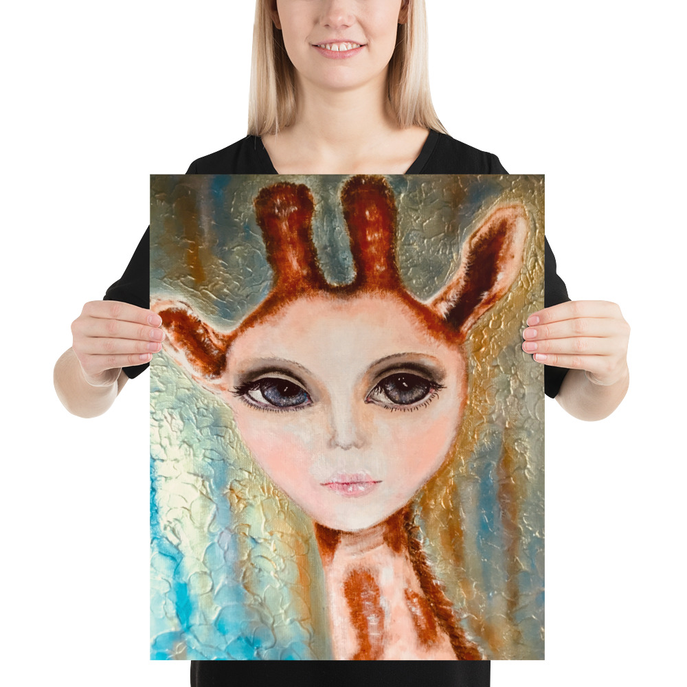 Fantasy wonan giraffe painting for sale