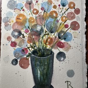 Fantasy flowers watercolor painting