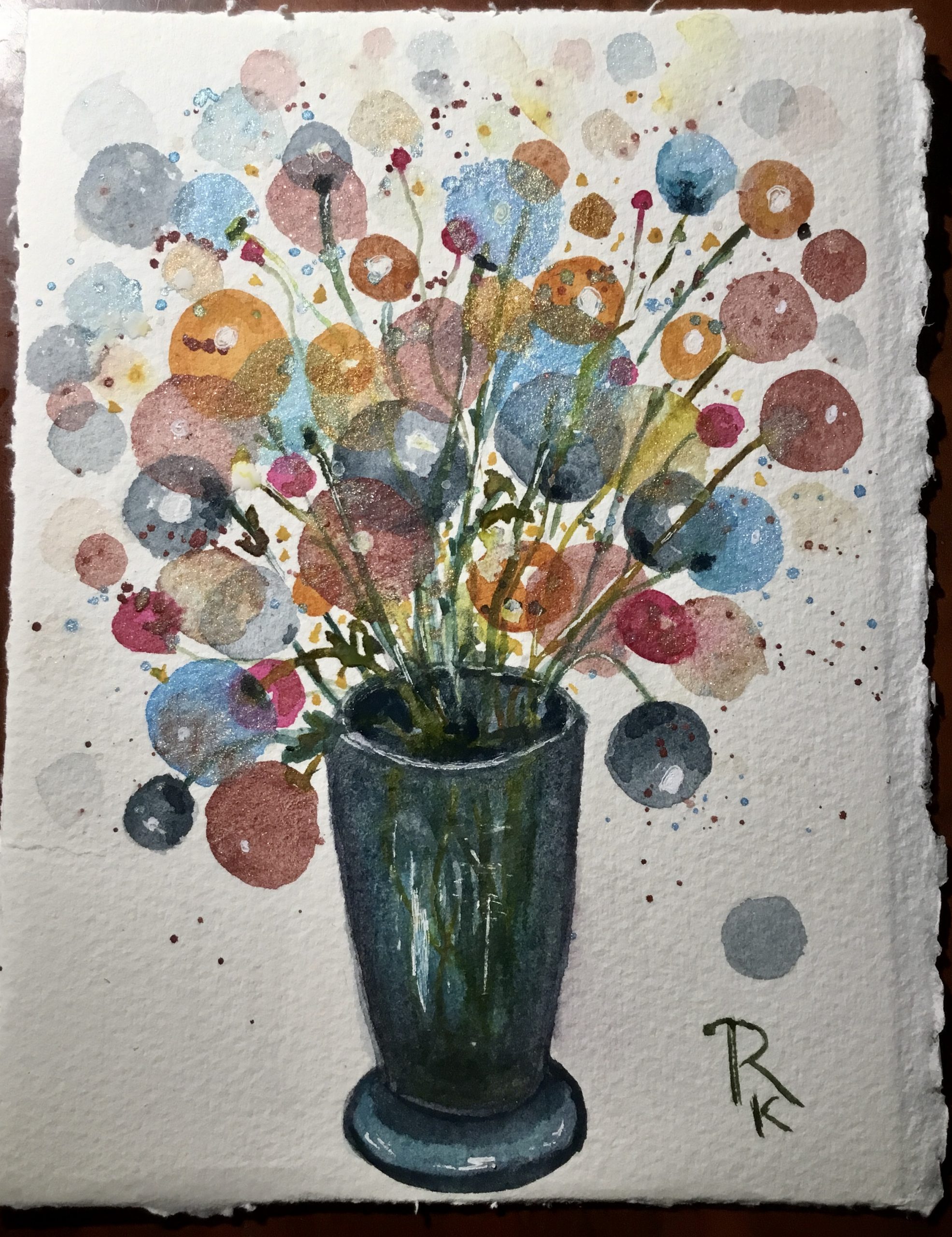 Fantasy flowers watercolor painting