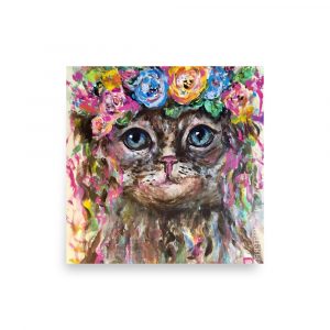 Cat in flowers painting
