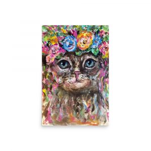 Cat in flowers painting