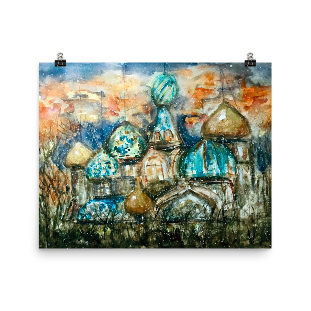 Saint Petersburg watercolor painting poster