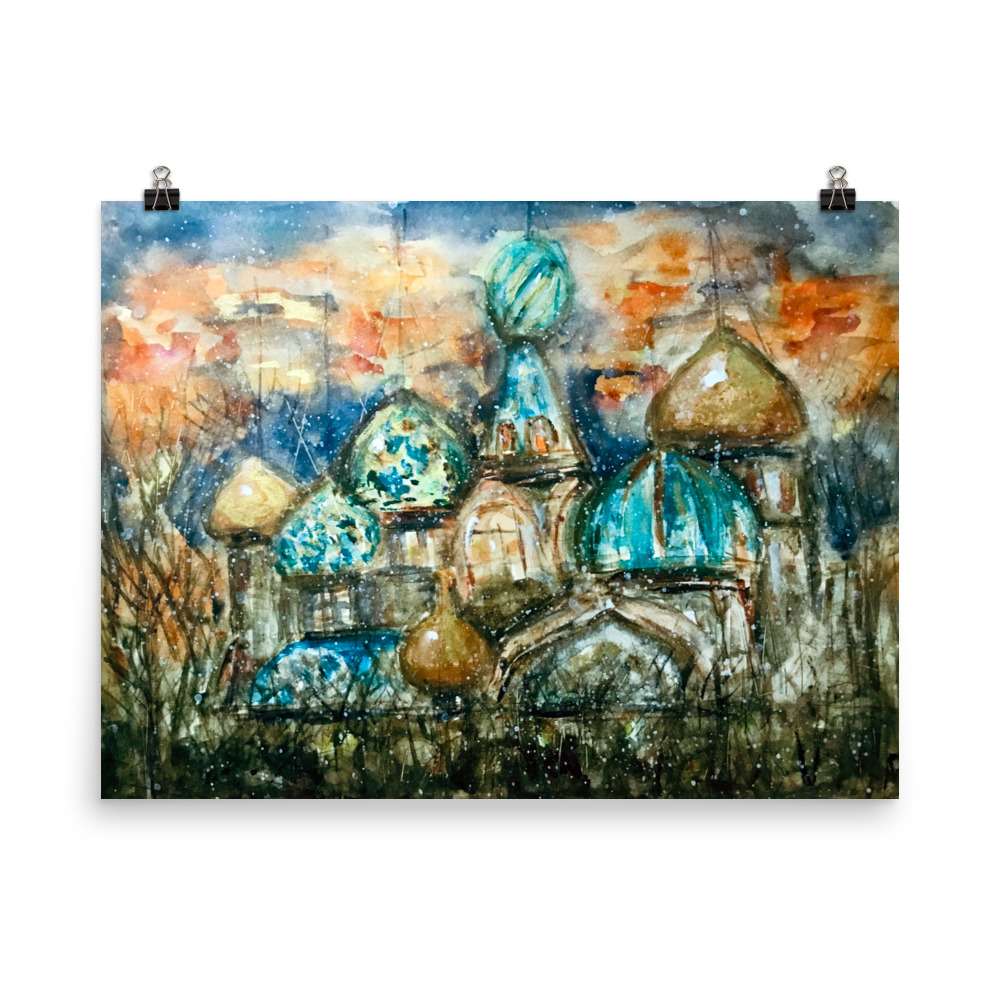 Saint Petersburg watercolor painting poster