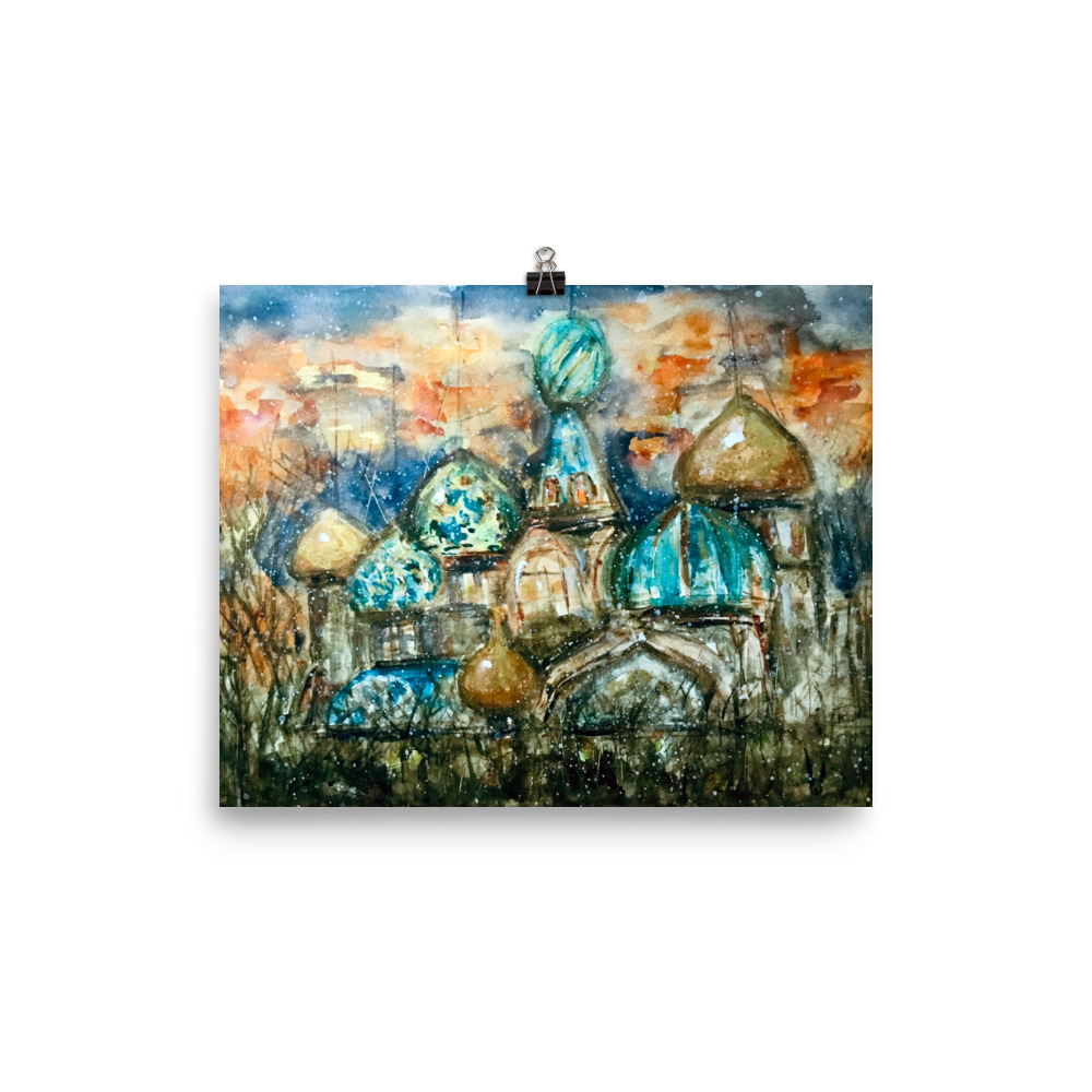 Saint Petersburg watercolor painting poster